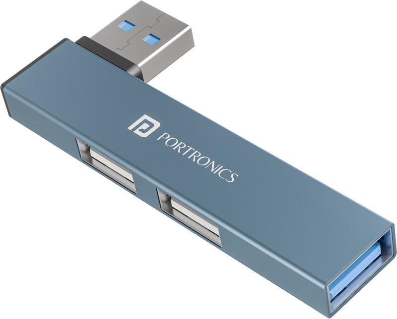 Portronics Mport Mino A USB Hub (3-in-1), USB 3.0 & 2.0, USB Plug, Compact Metal Body POR-2729 USB Fan(Grey)