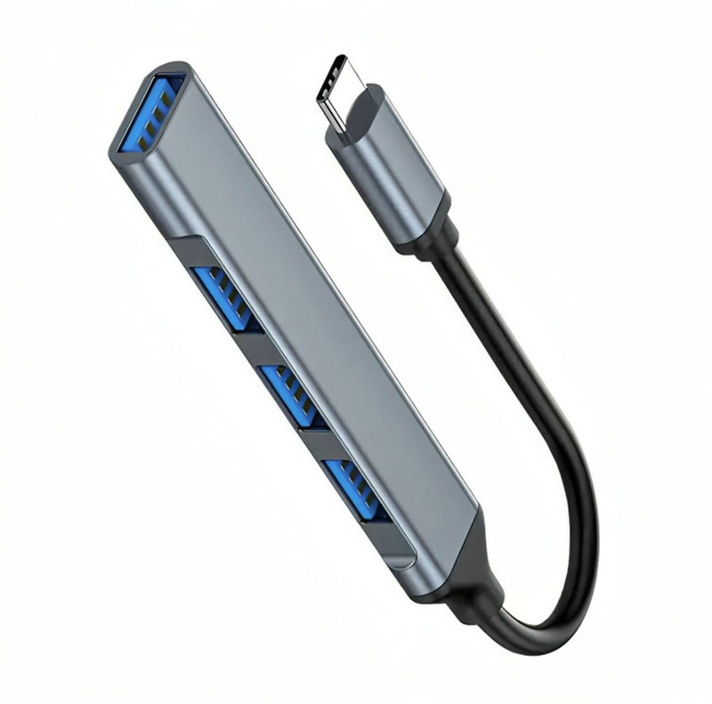 amox Type-c to 4 usb hub 3.0 Type-c to USB Hub For laptop, Tablet, Mobile USB Hub(light black)