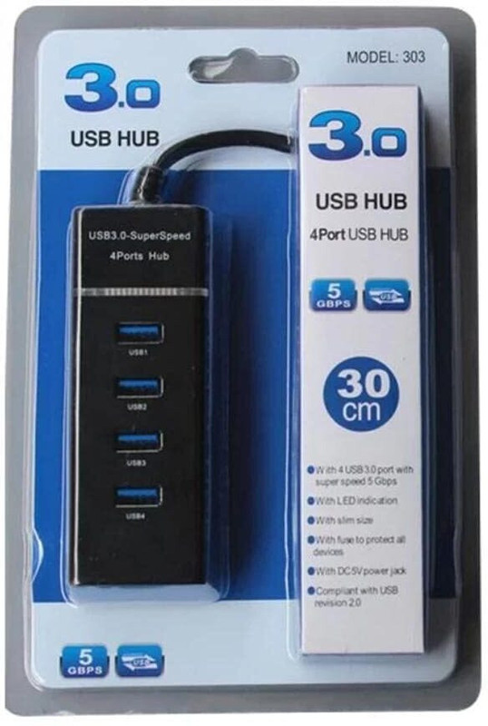 TERABYTE USB HUB 3.0 4 Port USB USB HUB 3.0 4 Port USB Hub 3.0 Adapter Cable with 5Gbps Speed USB Hub(Black)