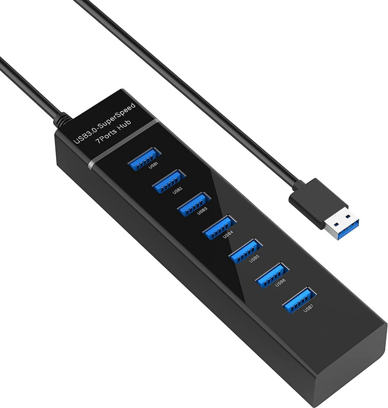 SCALEBEE 7 Port USB 3.0 Hub USB Splitter with Long Cable 6 inch for Laptop, PC, MacBook , Mac Pro, Mac Mini, iMac USB Devices Multi Port USB Hub(Black)