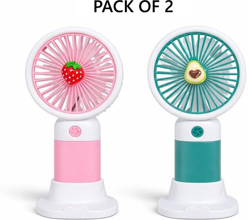 AVSMart Mini hand fan 3 Speed fan Pack of 2 handheld fan GT202 Rechargeable Fan, USB Air Cooler, USB Fan(Multicolor)