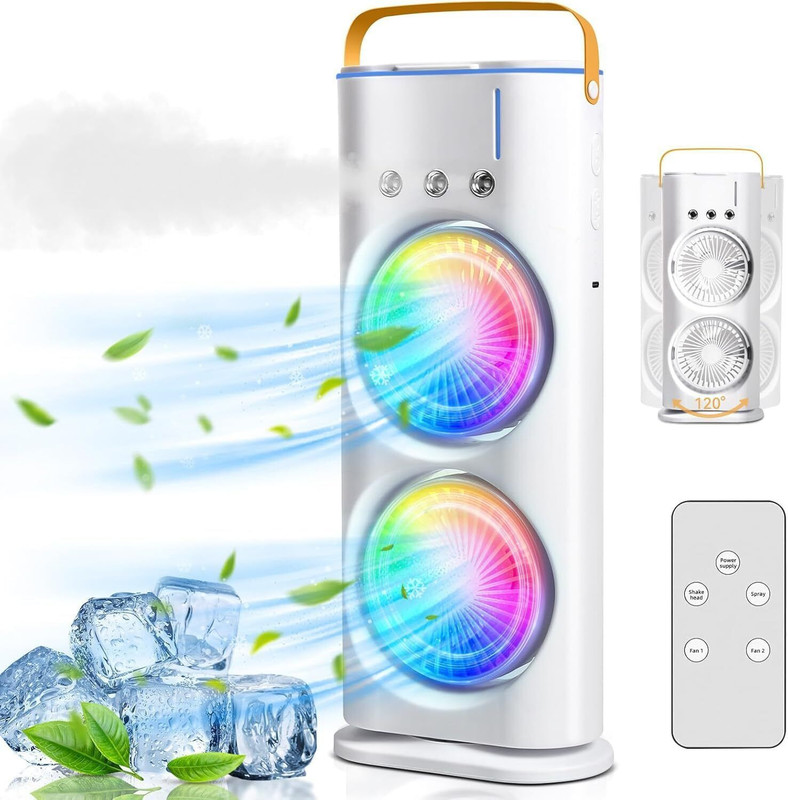MADHAV Portable Double Air Cooler Fan Portable Double Air Cooler Fan USB Air Cooler(White)