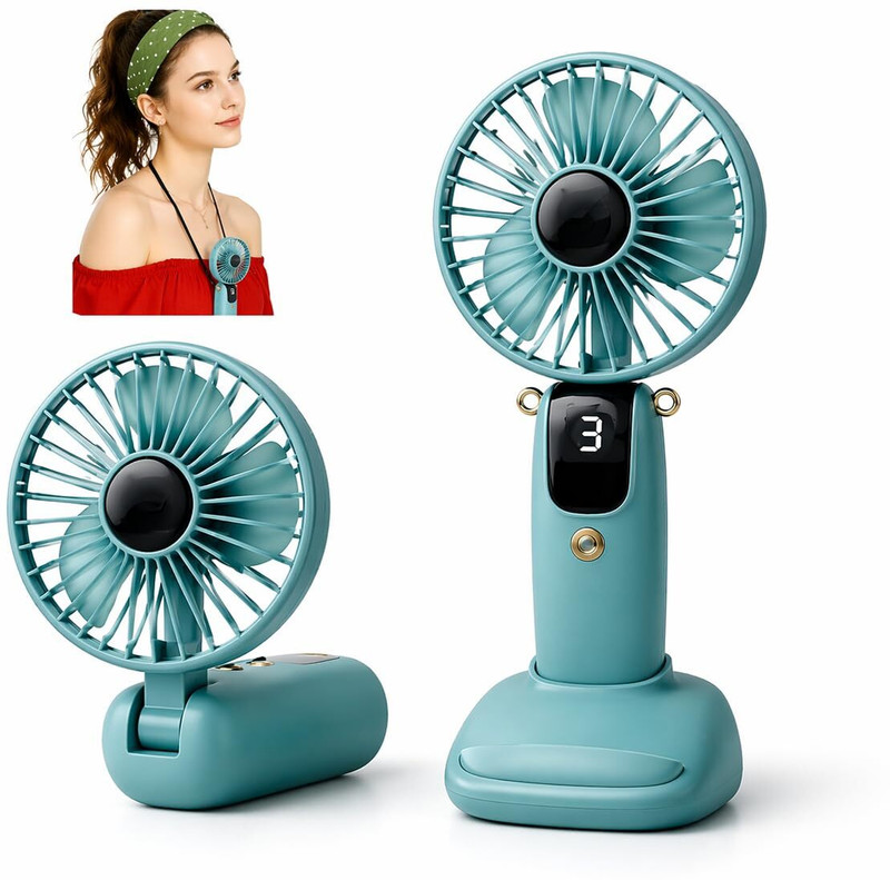 Gentle e kart Mini Hand Fan With 6 Speed Mode, Travel,office,home ,small neck hanging fan HH-F10-0011 USB Fan(Multicolor)