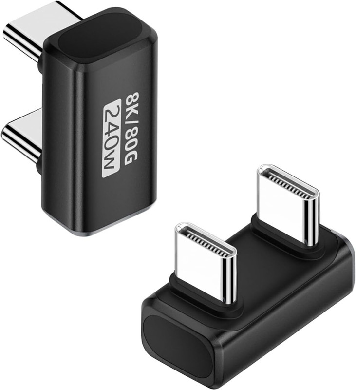 Tobo Drack Black USB C U Shaped Angle Data Adapter PD240W USB4.0 Type C Male to Male TD-1554CC Phone Converter(iOS, Android All Version)