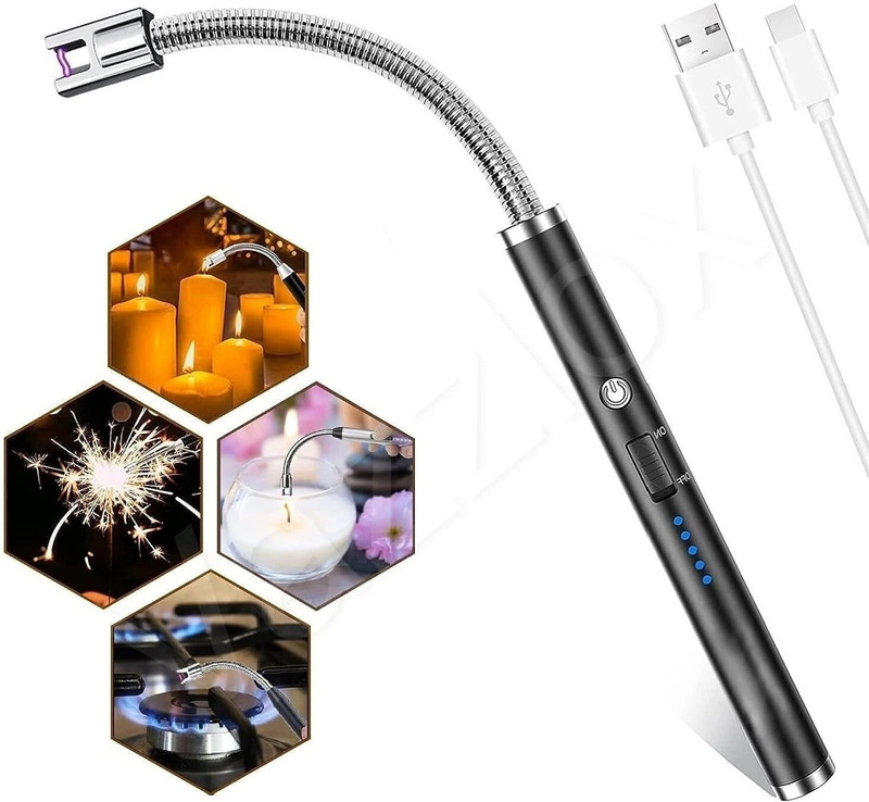 Hiply USB Flexible Rechargeable Electric Lighter for Kitchen Rechargeable Electric Arc Lighter for Candles Cigarette Lighter(Multicolor)