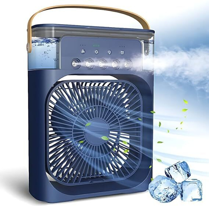 Dhanya Mart Portable 3-in-1 Air Cooler – Mist Fan with Humidifier, LED Light 10280 USB Air Cooler(Blue)