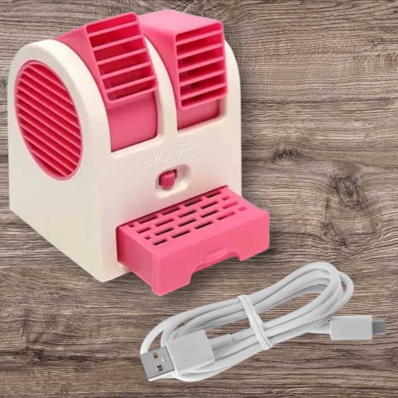 KRITAM Mini Cooler Desktop Table Small Water Air Conditioner Powered by USB Air Conditioners Small Portable Personal Air Cooler Mini Desktop Fan USB Air Cooler(Pink)