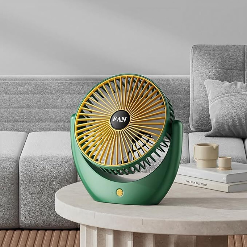 BAZKU Rechargeable 1800mAh Desk Fan,Portable USB Powered Quiet Table Fan 3-Blade Cooling Mini Portable Personal Table Fan_2025 USB Fan(Dark Green)