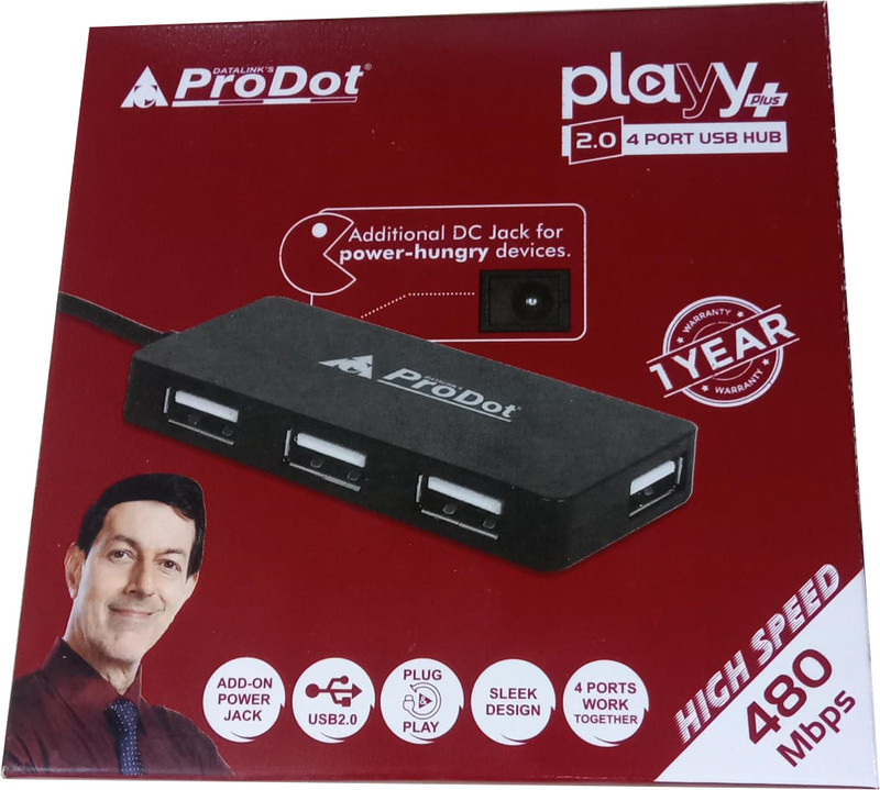 PRODOT USB HUB PLAY PLUS DIC-USB_HUB-4_1P USB Hub(Black)