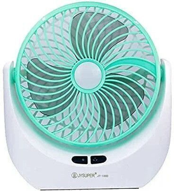 TAKSHA FANS High Speed Rechargeable portable Table Fan with LED Light USB Battery Powered 3-Speed Portable Mini Fan For Home, Office , Kitchen USB Fan(Green, White)