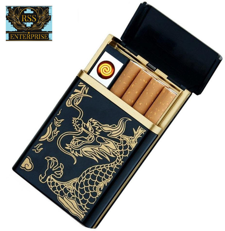 RSS ENTERPRISES Golden Dragon Multifunction Windproof Case Cigarette Lighter (Gold, Black) Golden Dragon Multifunction Windproof Case Cigarette Lighter (Gold, Black) Cigarette Lighter(Black, Gold)