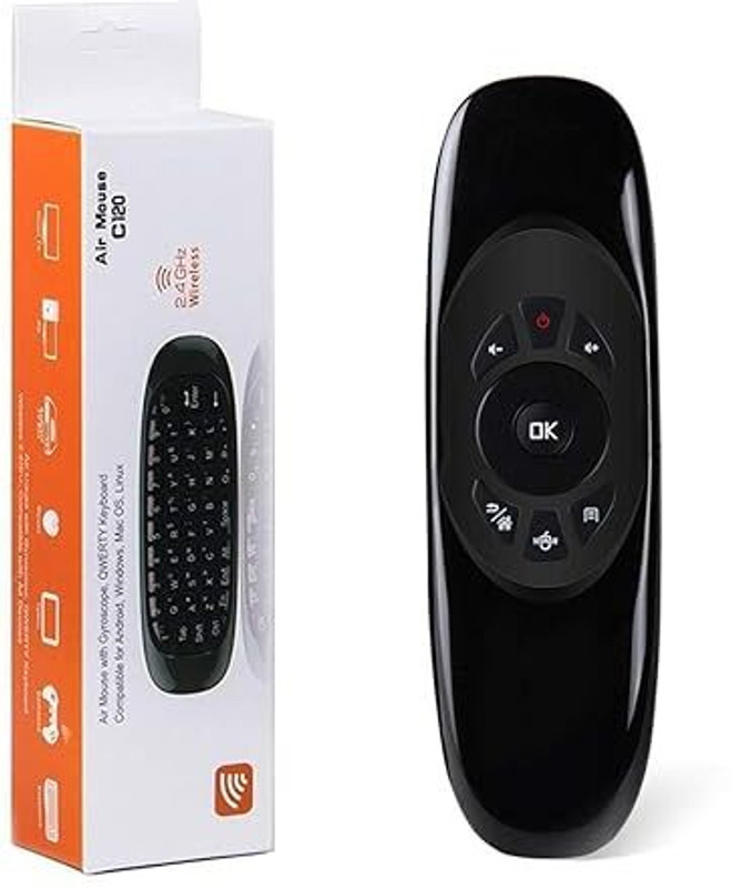RuhZa Universal TV Remote Air Mouse, Wireless Keyboard Fly Mouse Ambidextrous Hybrid Gaming Mouse(2.4GHz Wireless, Black)