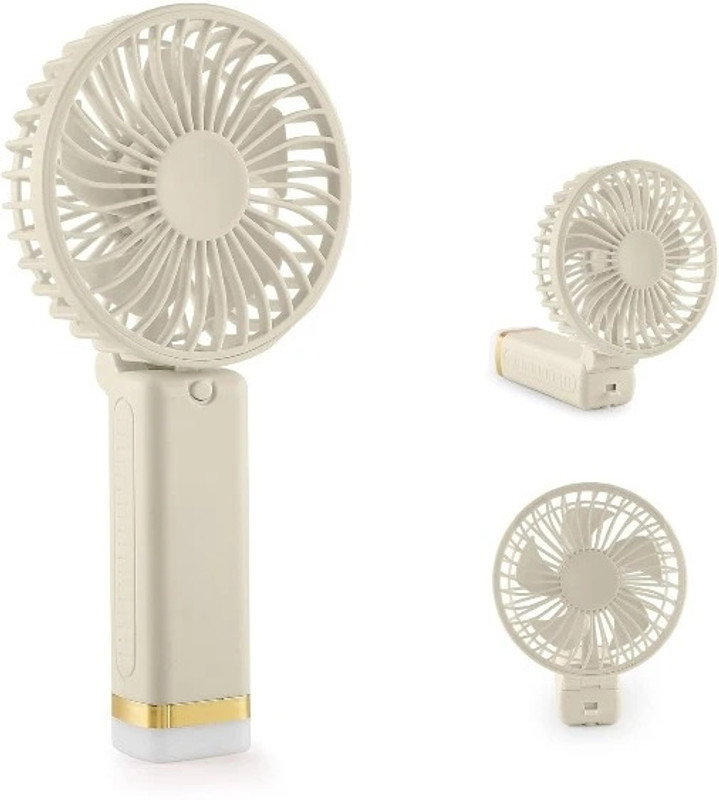 PLERIZA (RECHARGEABLE PORTABLE USB FAN) With Mobile Stand, 1200mAh Battery 3 Speed Modes | Travel, Makeup, Kitchen,Women’s Personal Pankhaa USB Fan(White)
