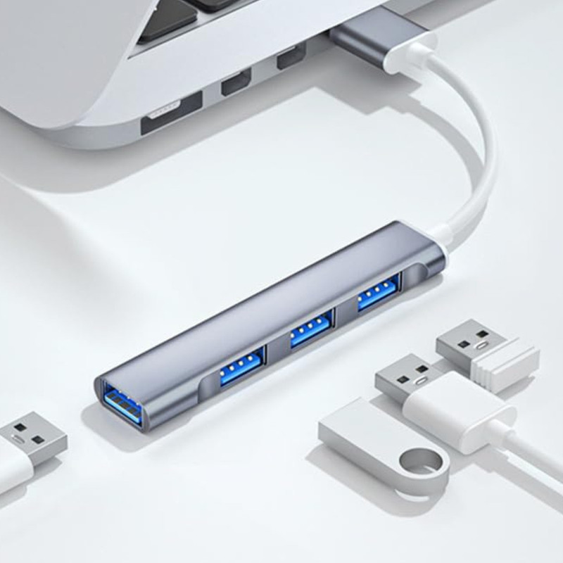 WEROX (4-in-1), Multiport Adapter with 1 x USB 3.0 & 3 x USB 2.0 Ports, up to 5 (4-in-1), Multiport Adapter with 1 x USB 3.0 & 3 x USB 2.0 Ports, up to 5 USB Hub(Silver)