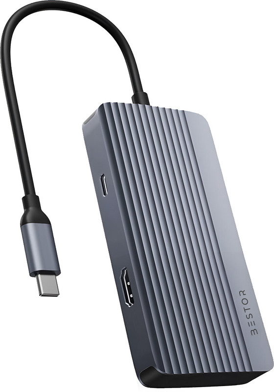 Bestor 6-in-1 USB C Hub with HDMI (Certified), PD Charging, 1x USB-A 3.0, 1x USB-A 2.0, SD/TF Card Reader – USB C to HDMI Adapter for Laptop, MacBook, iPad & More USB Hub(Metallic grey)