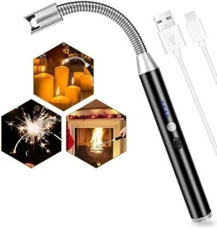 NKPR Flexible Electric Kitchen Lighter 360 Degree Rechargeable for Gas ,Candle_483 Electric Kitchen Lighter _1483 Cigarette Lighter(Multicolor)