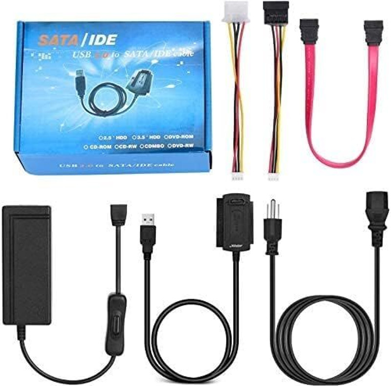 JAMUS TV-out Cable USB 2.0 to SATA IDE Converter Cable Adapter Box(Black, For Computer, 1 m)