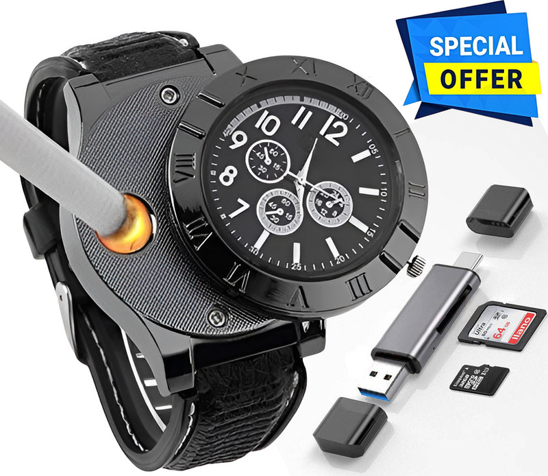 PLUGPULSES USB-A 2.0 & Type C High-Speed Multi-Card Reader Supports All Standard Electronic Lighter Watch with USB Rechageable Cigarette Lighter Cigarette Lighter(Silver)