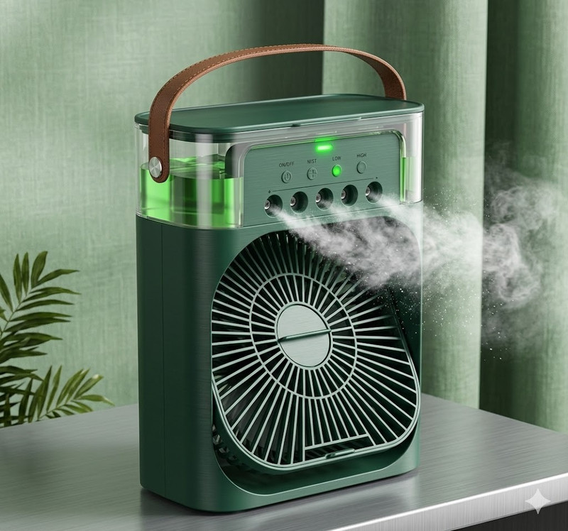 URBAN ZONE ENTERPRISES Portable Cooling Fan With 600ml Water Tank Cooler Adjustable Speed Office&Home UZONE-CoolBreeze-X1 Pro USB Air Cooler(Green)