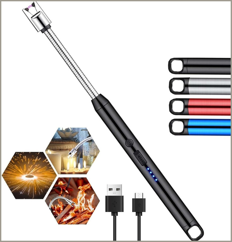 Naosucura Premium Plasma Arc Lighter with Battery Display for Candle Lighting at Home Smart Rechargeable Plasma Lighter with One Click Operation for Gas Stoves Cigarette Lighter(Assorted Colors)