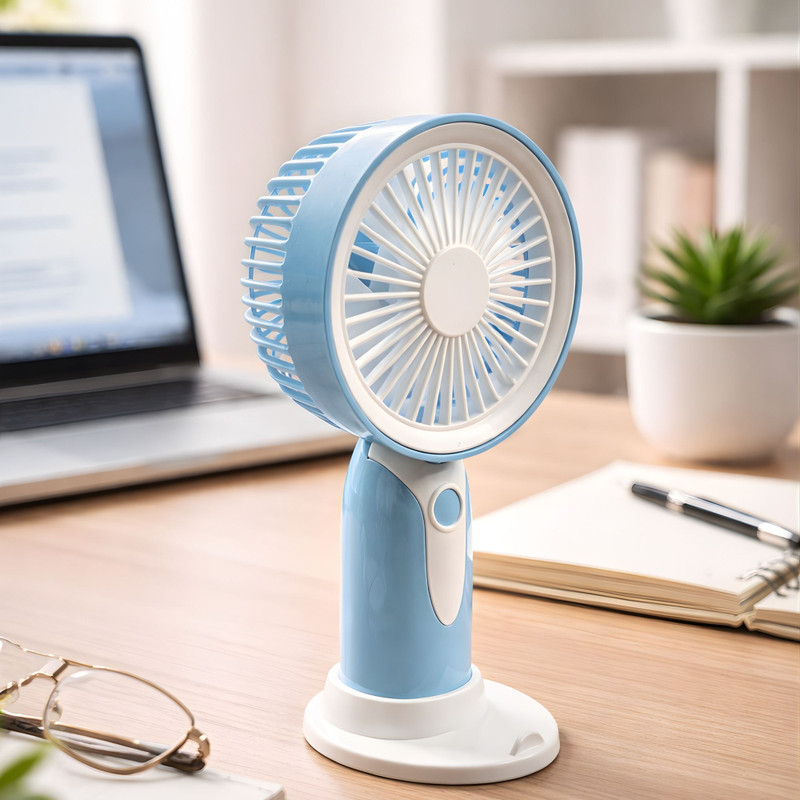 WOYR Premium Quality portable fan|Mini Hand Fan 3 Speed Portable Fan Rechargeable| 500 mah Lithium Battery Makeup Fan Rechargeable Fan, USB Fan(Blue)