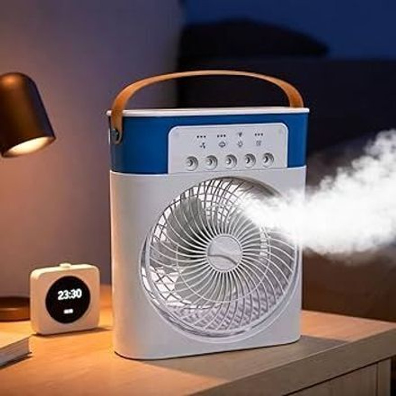 uzone 3 Speed 5 Spray Smart Cooling Fan for Home & Outdoor Use Compact Air Cooling Solution Quiet Operation Perfect for Night Relaxing Sleep USB Air Cooler(Blue & White)