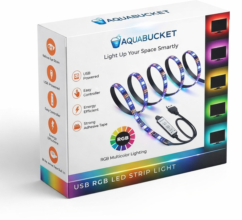 AQUABUCKET RGB Led Flexible Strip Light Multi-Color Changing Lighting Kit Lighting RGB Multicolor Background Lighting for TV PC Laptop Bias Lighting Gaming Room Led Light(Multicolor)
