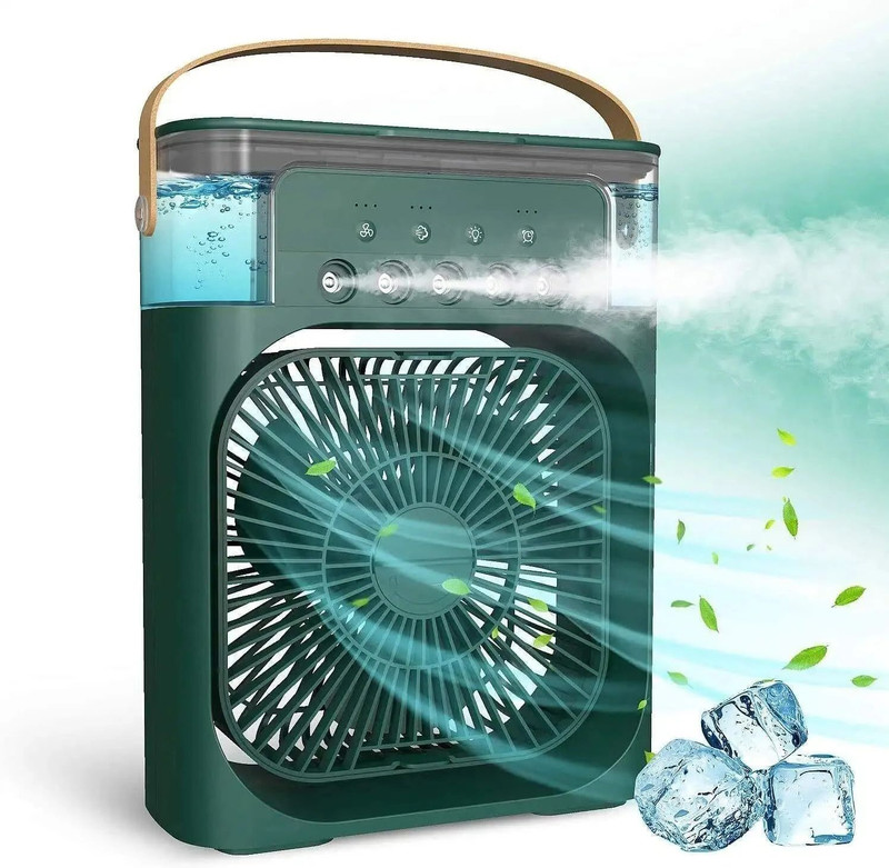 Mystic Wrap Mini AC Room Cooler Fan with 7-Color LED, 3 Speeds, 3 Sprays & 3-Hour Timer GRN USB Fan(Green)