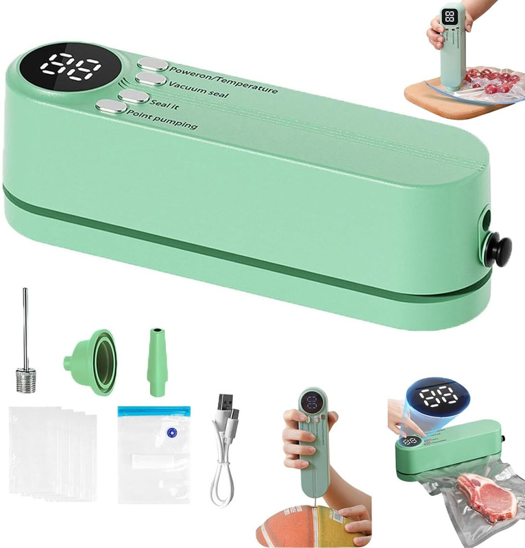ravya enterprises 3-in-1 Vacuum Sealer Digital Display | Seal, Vacuum & Extract Air | Cordless Manual Vacuum Bag Sealer