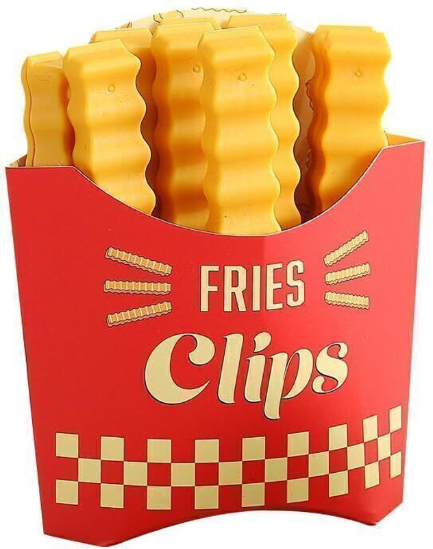KEETLY 12pcs Cute French Fries Sealer Food Bag Clips Vacuum Sealer Plastic Yellow Manual Vacuum Bag Sealer