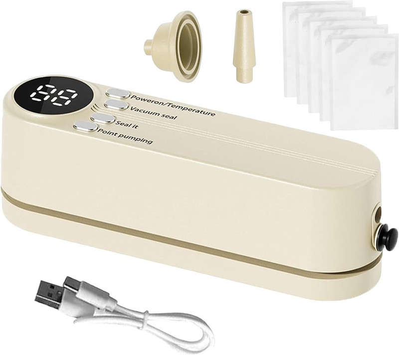 JITAHARAY 3 In 1 Cordless Handheld MiniVacuum Sealer Automatic Vacuum Bag Sealer