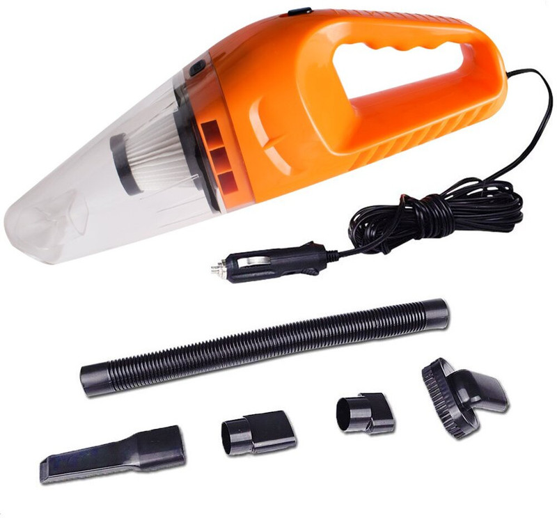 techtree Portable Vehicle Vacuum Cleaner – Wet & Dry Handheld Car Vacuum for Interior Car Vacuum Cleaner with Reusable Dust Bag(Orange, Black, Transparant)