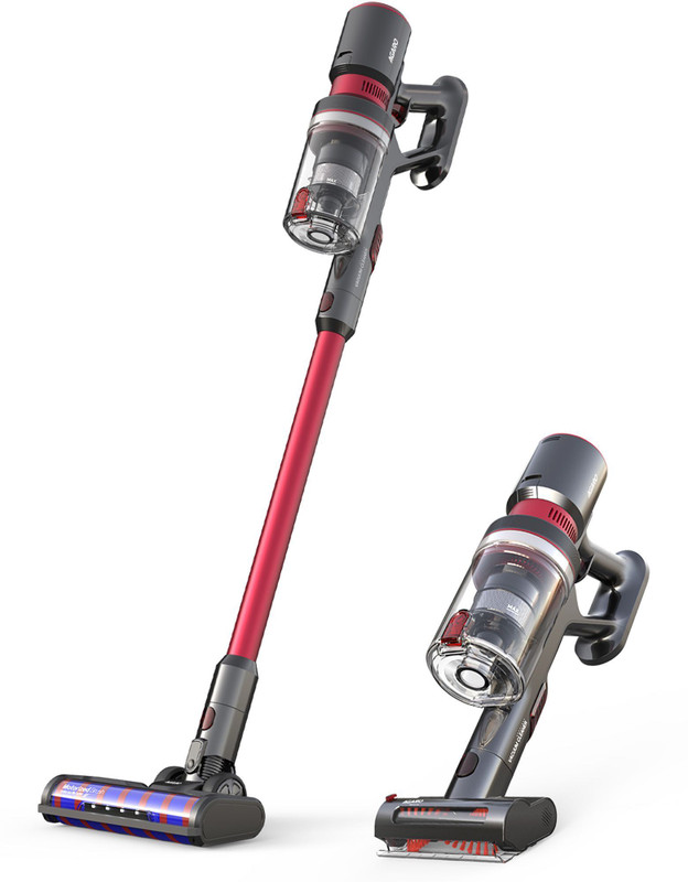 AGARO Supreme Cordless Vacuum Cleaner 400W Brushless Motor, 25 kPa Suction Power, 3 Adjustable Suction Modes, Adjustable Head, Bagless Dry Vacuuming, Red with 2 in 1 Mopping and Vacuum(Red)
