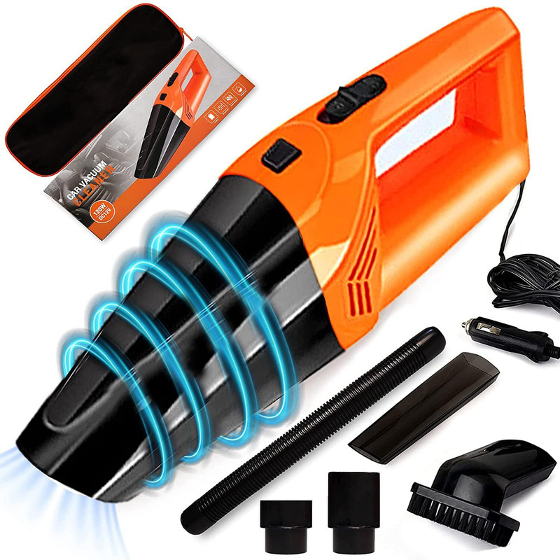 Zinsy Portable Ultra Car Vacuum Cleaner Powerful Suction with Anti-Bacterial Cleaning Car Vacuum Cleaner with 2 in 1 Mopping and Vacuum(Orange, Black)