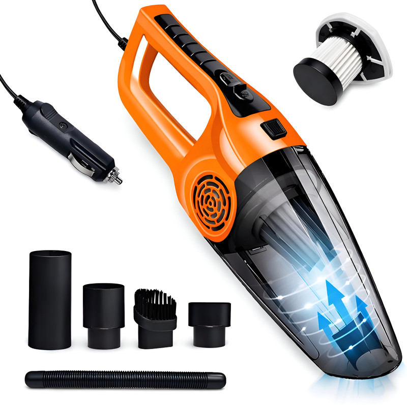 AD-RML Powerful ProPlus High Suction Power Portable Multipurpose Interior Cleaning Unit Car Vacuum Cleaner with 2 in 1 Mopping and Vacuum, Anti-Bacterial Cleaning(Orange, Black)
