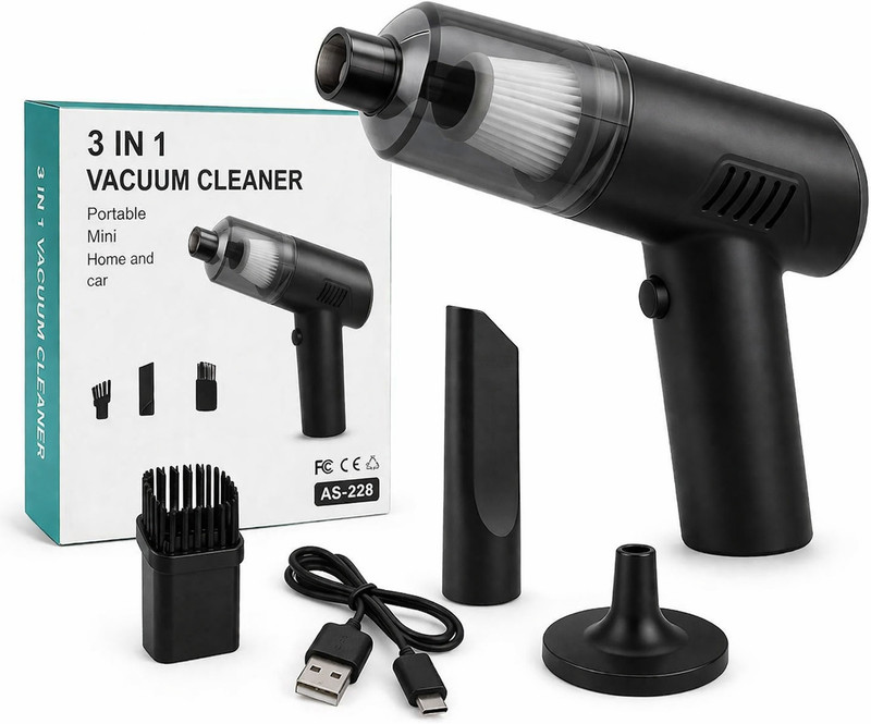 skm 3 in 1 Mini Vacuum Cleaner for Car & Home | Portable Cordless Handheld Vacuum Car Vacuum Cleaner(Black)