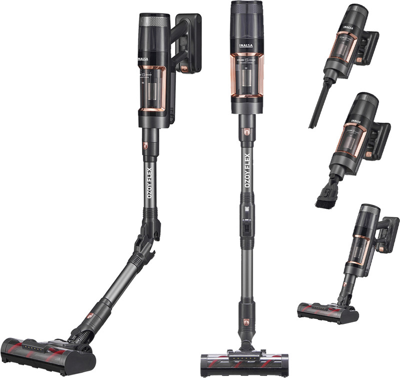 Inalsa Ozoy Flex Cordless Stick 350W|28KPA|Flexible 180°Rotation|1000 ML Dust Tank| Hand-held Vacuum Cleaner(Metallic Grey)