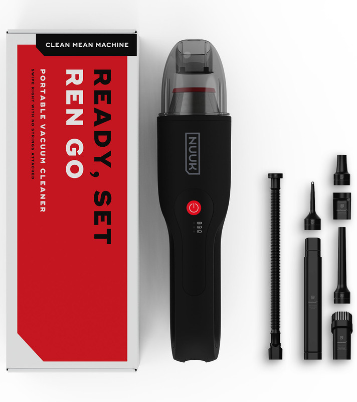 Nuuk Ren GO Car Vacuum Cleaner 11KPa,Cordless , 2X More Power, 7 Attachments + Storage Bag, Dual Filtration with HEPA, BLDC Motor,(Black)