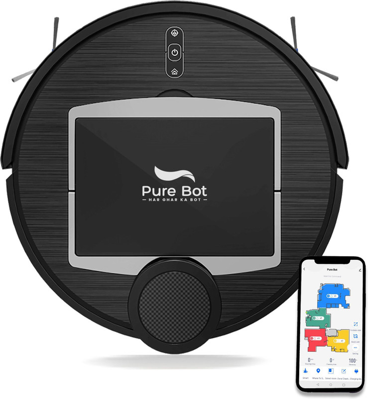 Pure Bot GB Classic C1 Robotic Floor Cleaner with 2 in 1 Mopping and Vacuum, Reusable Dust Bag (WiFi Connectivity, Google Assistant and Alexa)(Black)