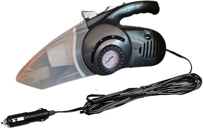 HAMOFY 4 in 1 Car Vacuum Cleaner Dual Use Car Auto Inflatable Pump Air Compressor Car Vacuum Cleaner with Anti-Bacterial Cleaning(Black)
