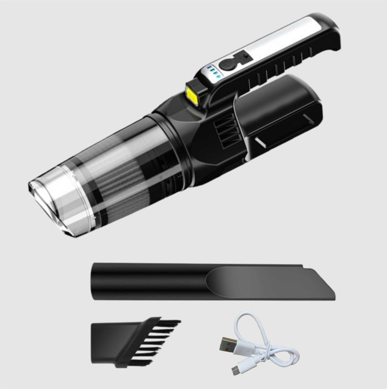 POHIR New Lighting Car Vacuum Cleaner, Heavy-Power Handheld Wireless Vacuum Cleaner, N Hand-held Vacuum Cleaner with 2 in 1 Mopping and Vacuum, Anti-Bacterial Cleaning, Reusable Dust Bag(Black)