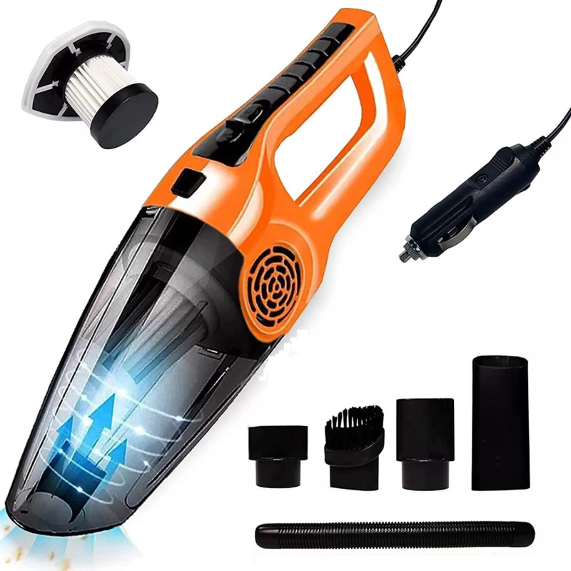 AK-NIR Powerful Pro Max High Suction Power Portable Multipurpose Interior Cleaner Car Vacuum Cleaner with 2 in 1 Mopping and Vacuum, Anti-Bacterial Cleaning(Orange, Black)
