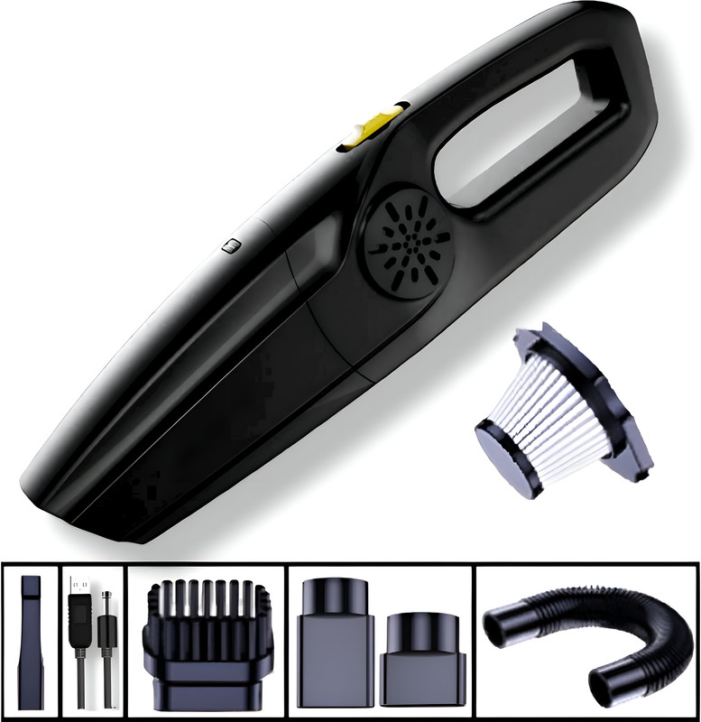 GK-JLPV UltraClean DuoForce 2-in1 Vacuum Mop for Home Car Use with Anti-Bacterial Care Car Vacuum Cleaner with 2 in 1 Mopping and Vacuum, Anti-Bacterial Cleaning(Black)
