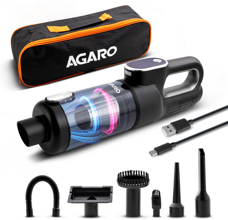 AGARO Car Vacuum Cleaner, Rechargeable Handheld with Blower & HEPA Filter Car Vacuum Cleaner(Black)