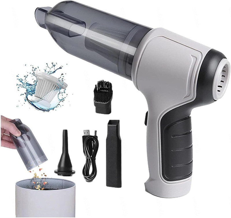 POHIR Rechargeable Car Vacuum Cordless Air Blower for Car, Computer, Pet Hair RQ Cordless Vacuum Cleaner with 2 in 1 Mopping and Vacuum, Reusable Dust Bag, Swappable Battery(Grey, Multicolor)