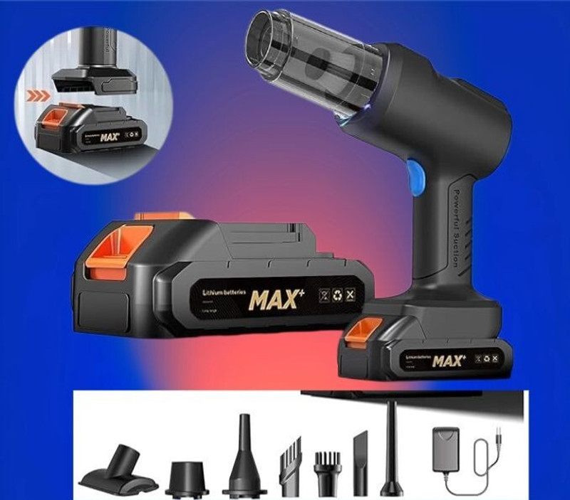 UV FIRE High-Power Wet/Dry Cordless Car Vacuum | Portable Handheld with Swap Battery Car Vacuum Cleaner (WiFi Connectivity)(Black)