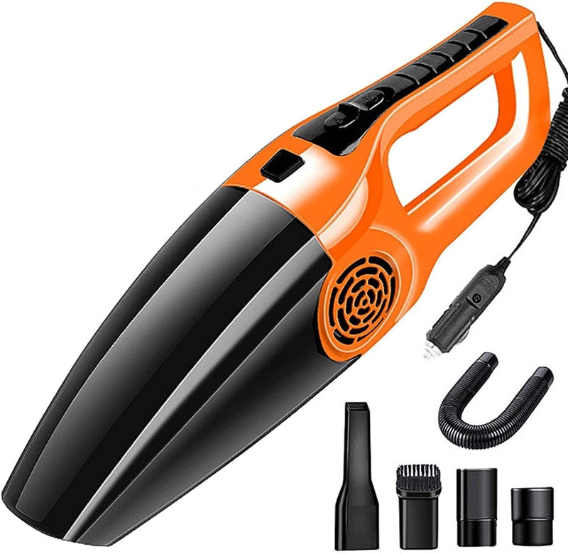 Sampri Wet and dry car dual use vacuum cleaner portable car vacuum cleaner with wired Car Vacuum Cleaner with 2 in 1 Mopping and Vacuum, Anti-Bacterial Cleaning(Orange)