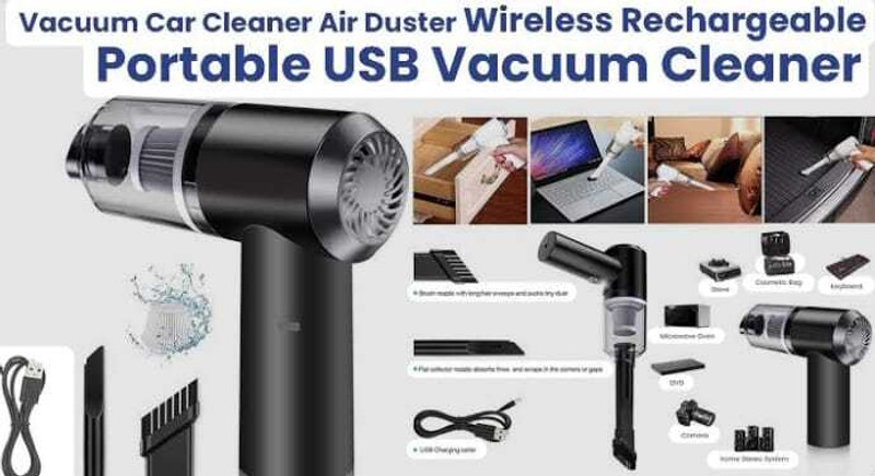 COMBATENT Car Vacuum Cleaner Car Vacuum Cleaner with Anti-Bacterial Cleaning, Reusable Dust Bag, Ozone Air Purification Technology(Black)