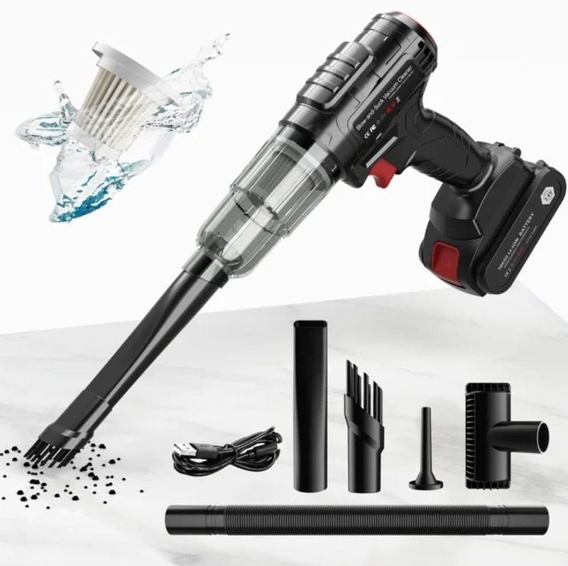 Xydrozen High Power Suction, Batteries Long Endurance, 18v/120w Mini Vacuum Cleaner Cordless Vacuum Cleaner with Anti-Bacterial Cleaning, Reusable Dust Bag(Black)