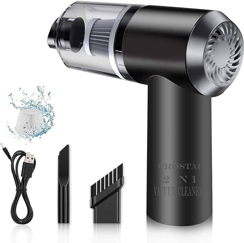 Crostal Portable High Power 2 in 1 Car Vacuum Cleaner Hand-held Vacuum Cleaner with 2 in 1 Mopping and Vacuum(balck)